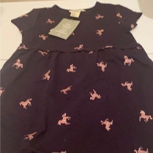 H&M navy dress with pink unicorns